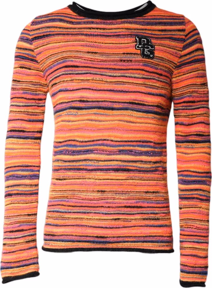 Dolce & Gabbana Multicolor Wool DGLogo Knit Pullover Sweater