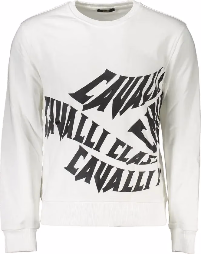 Cavalli Class Bianco Cotton Men Sweatshirt