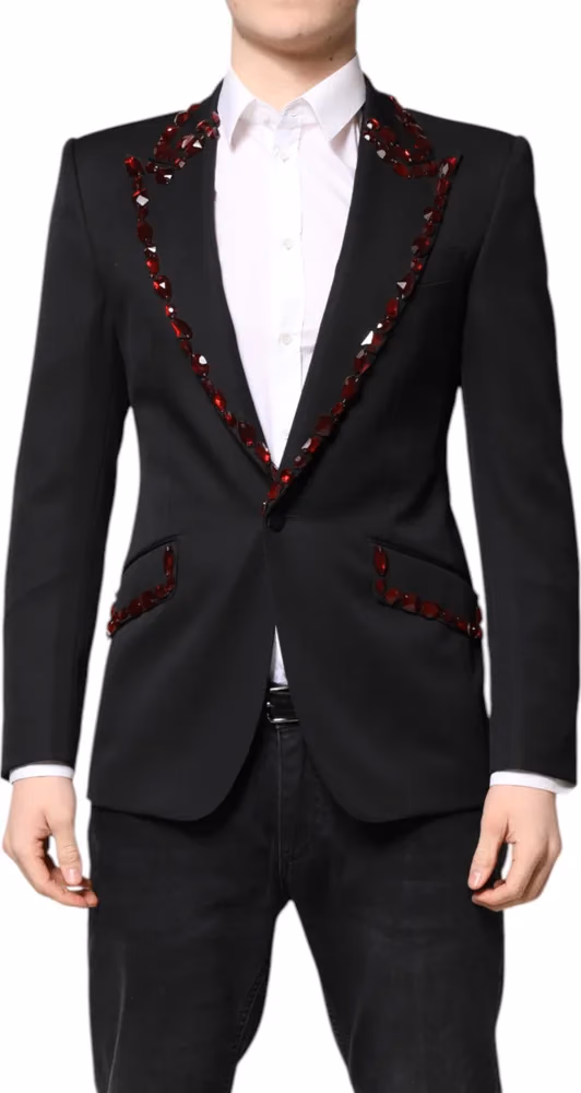 Dolce & Gabbana Black SICILIA CrystalEmbellished Coat Blazer