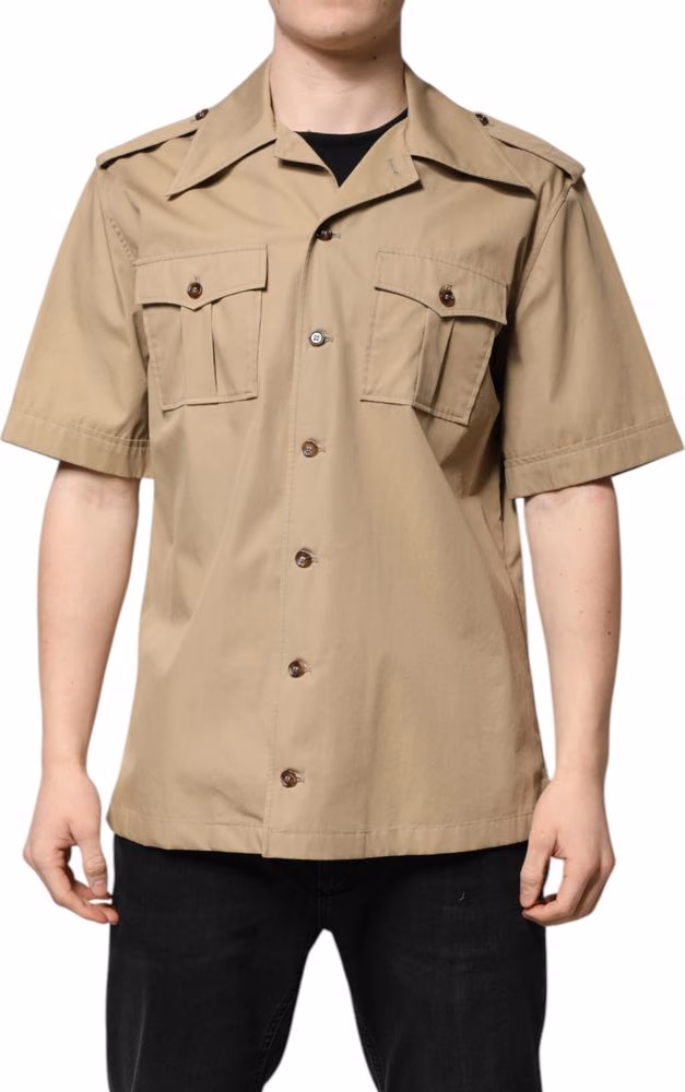 Dolce & Gabbana Brown Graphic Print Short Sleeves Shirt