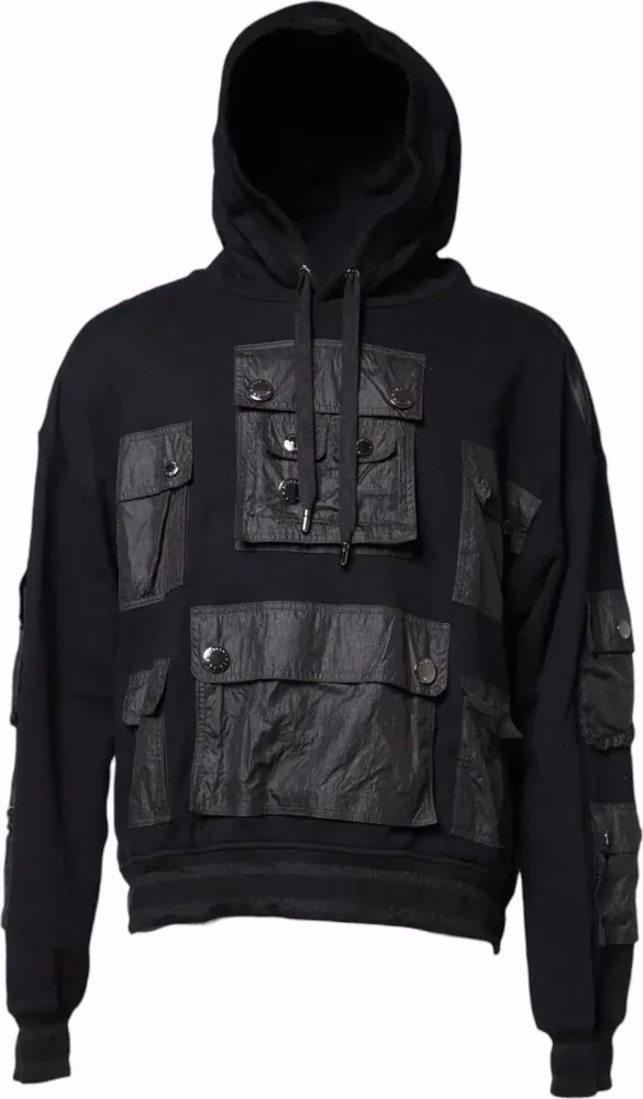 Dolce & Gabbana Black Cotton Hooded Sweatshirt Sweater