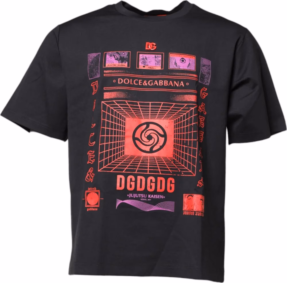 Dolce & Gabbana Black Cotton Graphic Print Crew Neck T-shirt