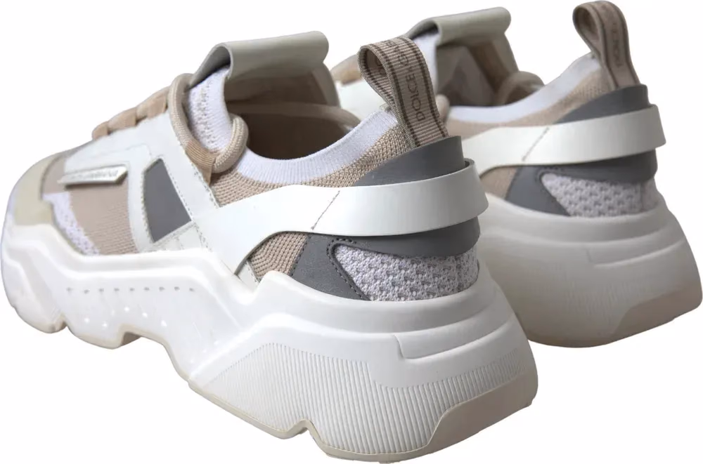 Dolce & Gabbana Sneakers White Beige Leather Sport DAYMASTER Shoes