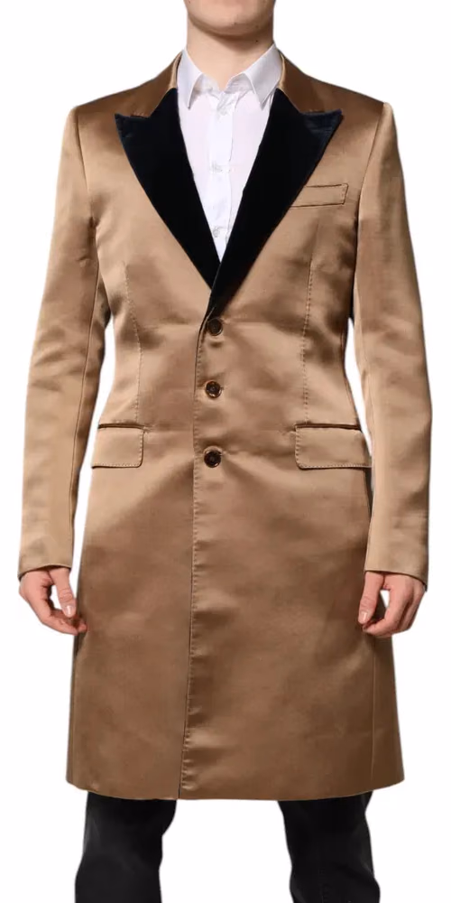 Dolce & Gabbana Brown Silk Single Breasted Trench Coat  Jacket