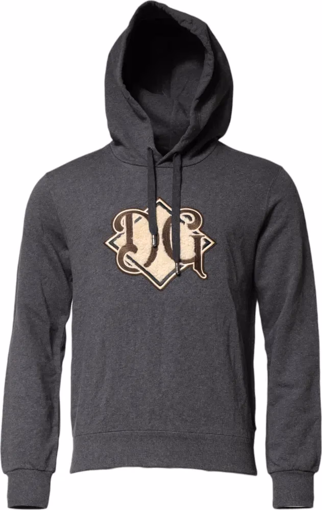 Dolce & Gabbana Gray Logo Patch Hooded Sweatshirt Sweater