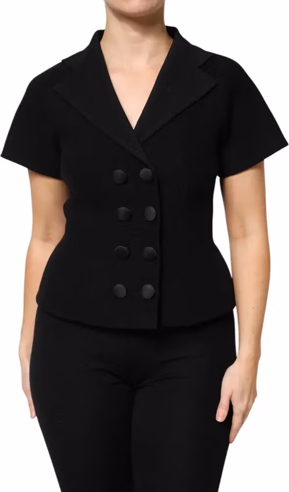 Dolce & Gabbana Black Wool Double Breasted Coat Jacket