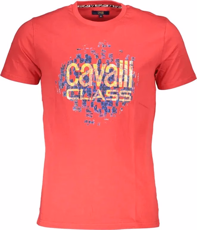 Cavalli Class Rosso Cotton Men T-Shirt