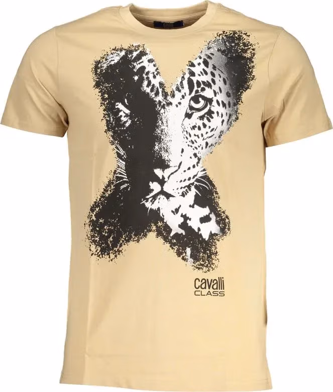 Cavalli Class Beige Cotton Men's T-Shirt