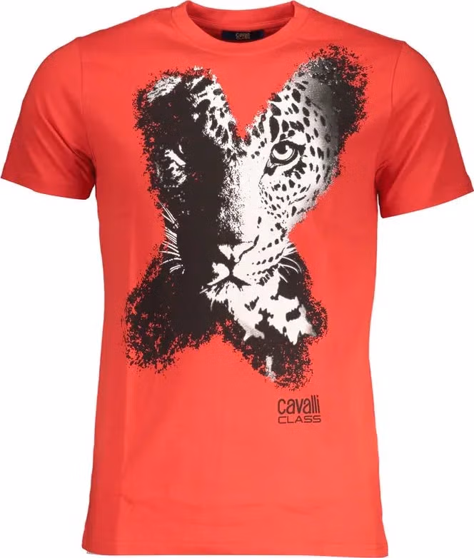 Cavalli Class Rosso Cotton Mens T-Shirt