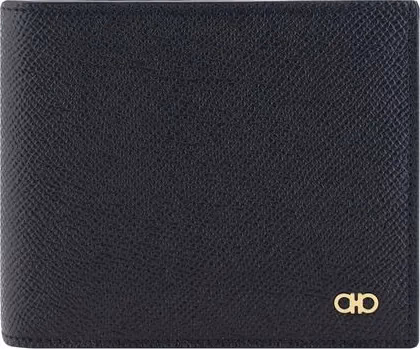 Ferragamo Black Calf Leather Bos Taurus Wallet