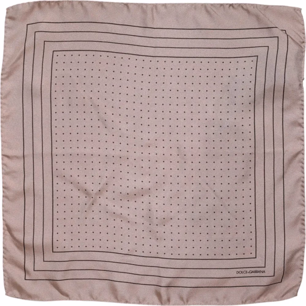 Dolce & Gabbana Beige Dotted Silk Square Men Foulard Scarf