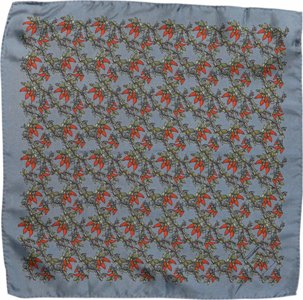 Dolce & Gabbana Gray Chilis Silk Square Men Foulard Scarf