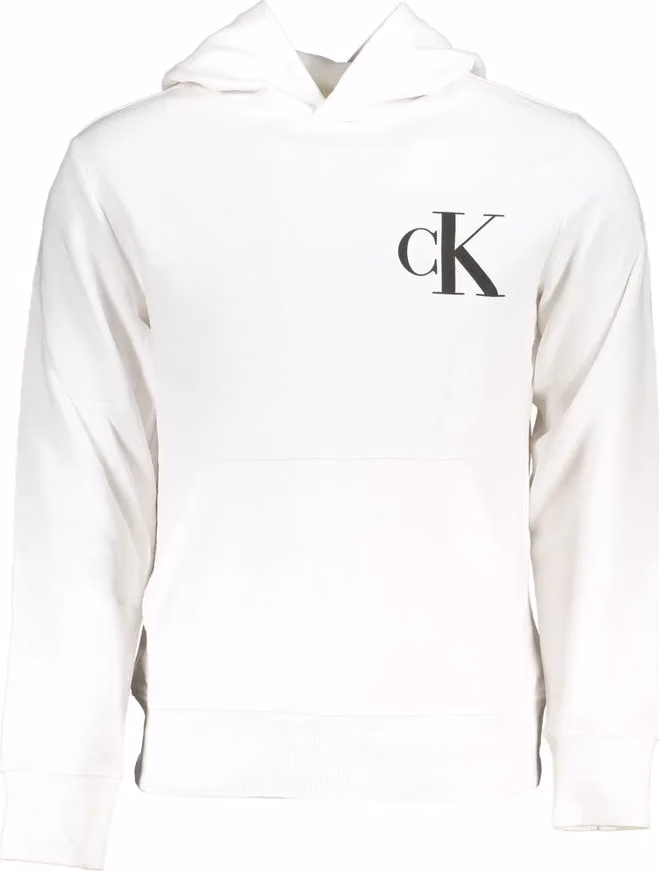 Calvin Klein White Cotton Men Sweater with Hood