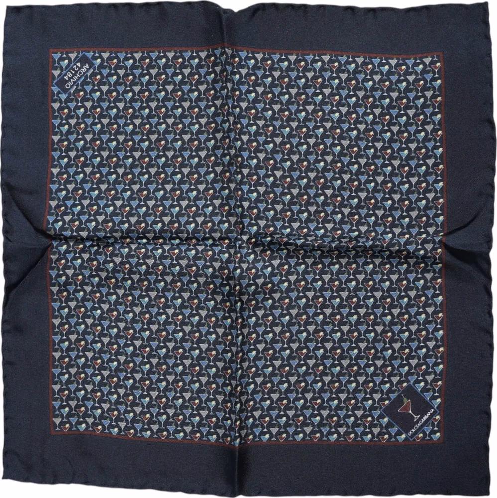 Dolce & Gabbana Blue Cocktail Silk Square Foulard Scarf