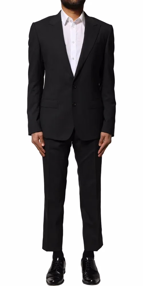 Dolce & Gabbana Black Wool 2 Piece Single Breasted Suit
