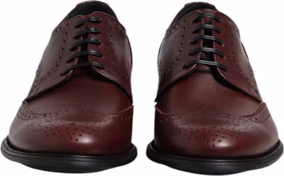 Brown Leather Lace Up Derby Dress Shoes
