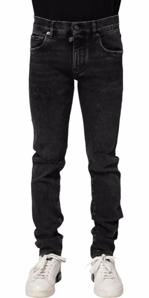 Dolce & Gabbana Black Cotton Skinny Men Denim Jeans
