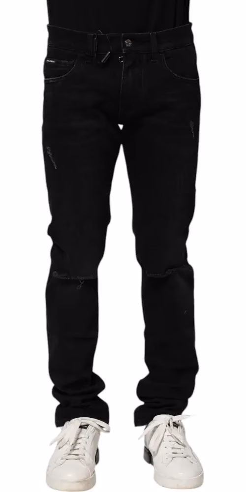 Dolce & Gabbana Black Cotton Skinny Men Denim Jeans