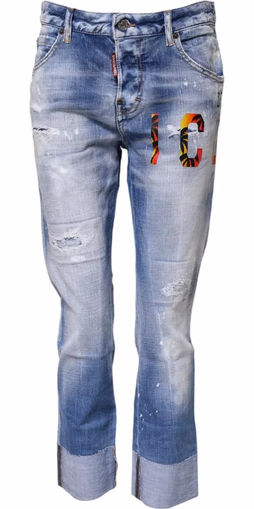 Dsquared² Blue Washed Cotton Mid Waist Skinny Denim Jeans