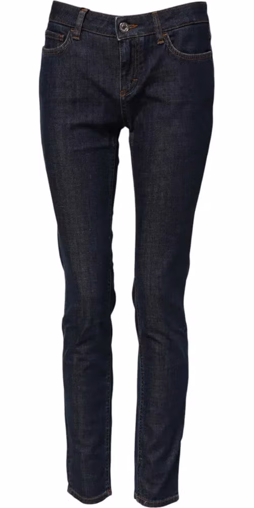 Dolce & Gabbana Blue Skinny Cotton Mid Waisted Denim Jeans