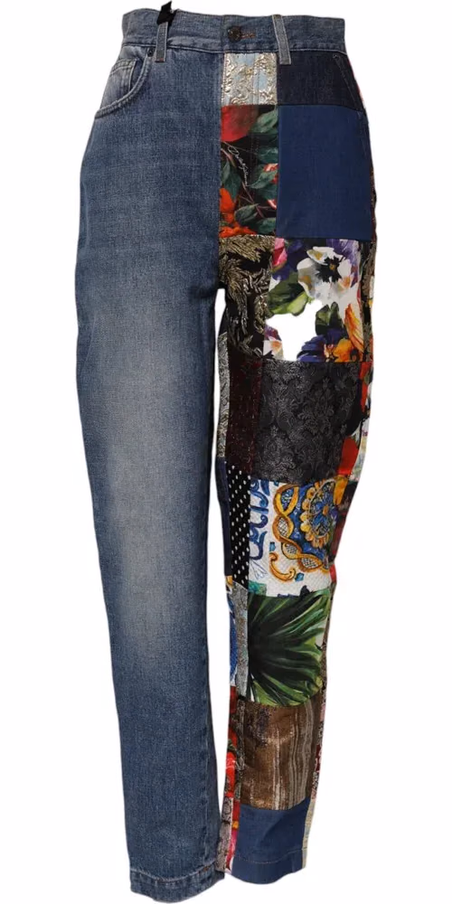 Dolce & Gabbana Blue AMBER Patchwork High Waist Denim Jeans