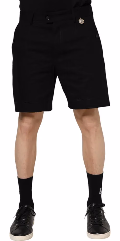 Dolce & Gabbana Black Cotton Knee Length Men Bermuda Shorts