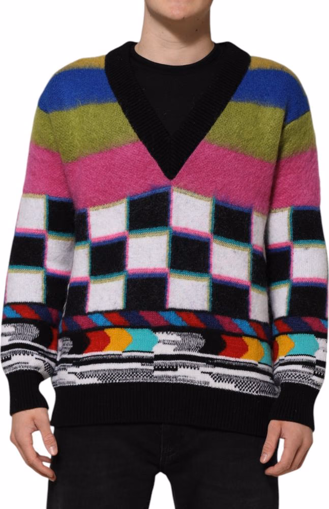 Dolce & Gabbana Multicolor Glitch Design Pullover Sweater