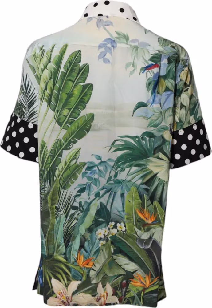Dolce & Gabbana Multicolor Printed Silk Collared Shirt Top