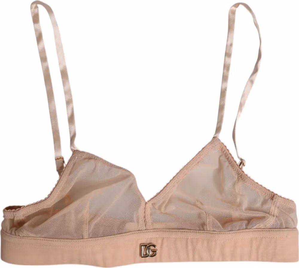 Dolce & Gabbana Powder Pink Nylon DG Logo Non Wire Bra Underwear