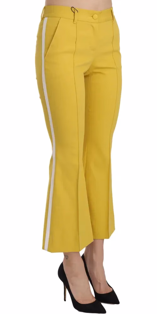 Dolce & Gabbana Yellow Flared Bootcut Capri Cotton Pants