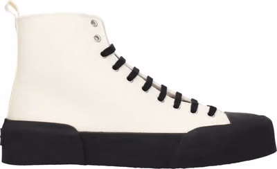 Beige Fabric High Top Sneakers