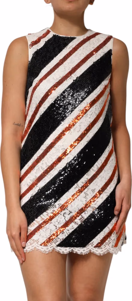 Dolce & Gabbana Multicolor Sequin Embellished Shift Dress