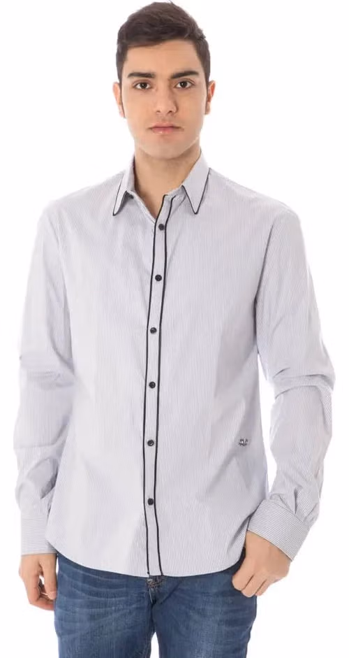 Costume National Azzurro Cotton Men Shirt