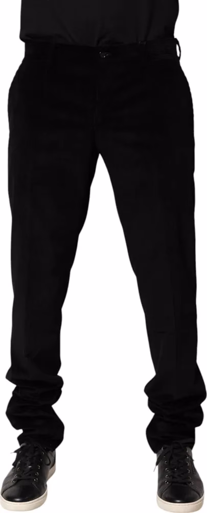 Dolce & Gabbana Black Cotton Men Dress Formal Trouser Pants