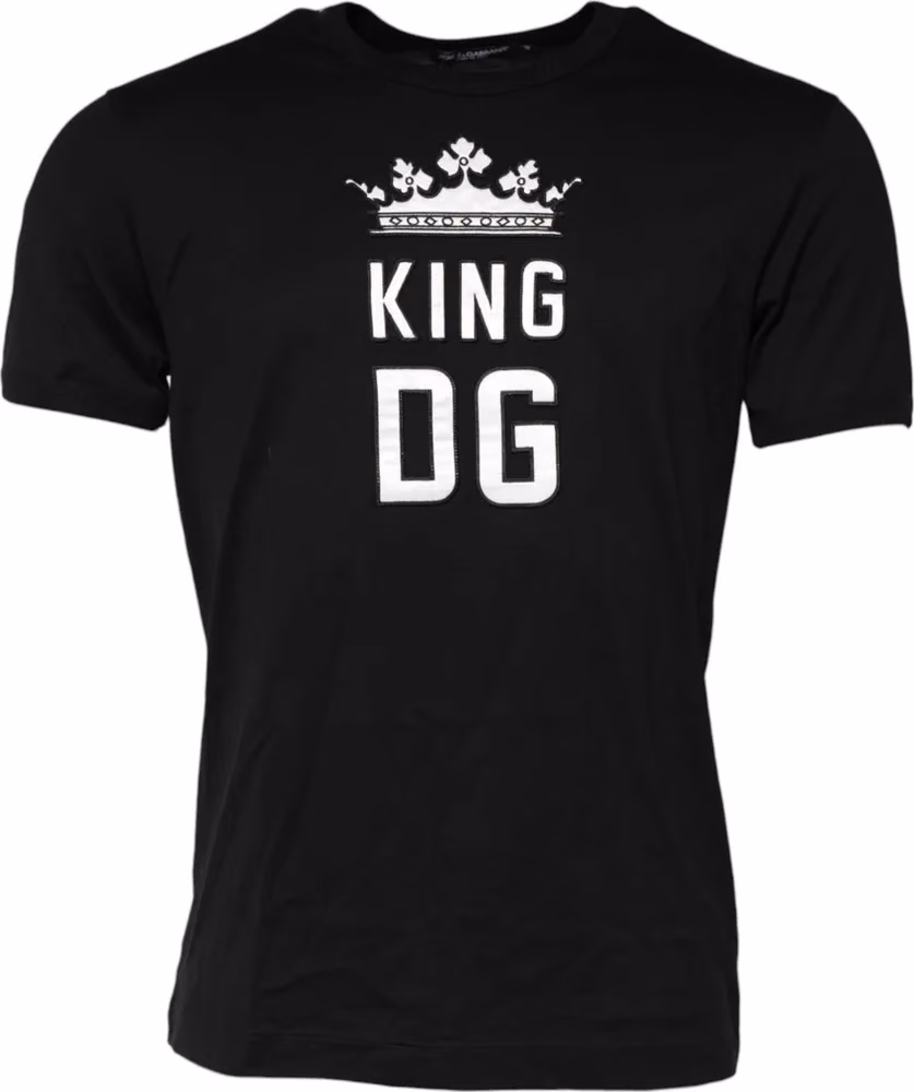 Dolce & Gabbana Black DG King Crown Cotton Crew Neck T-shirt