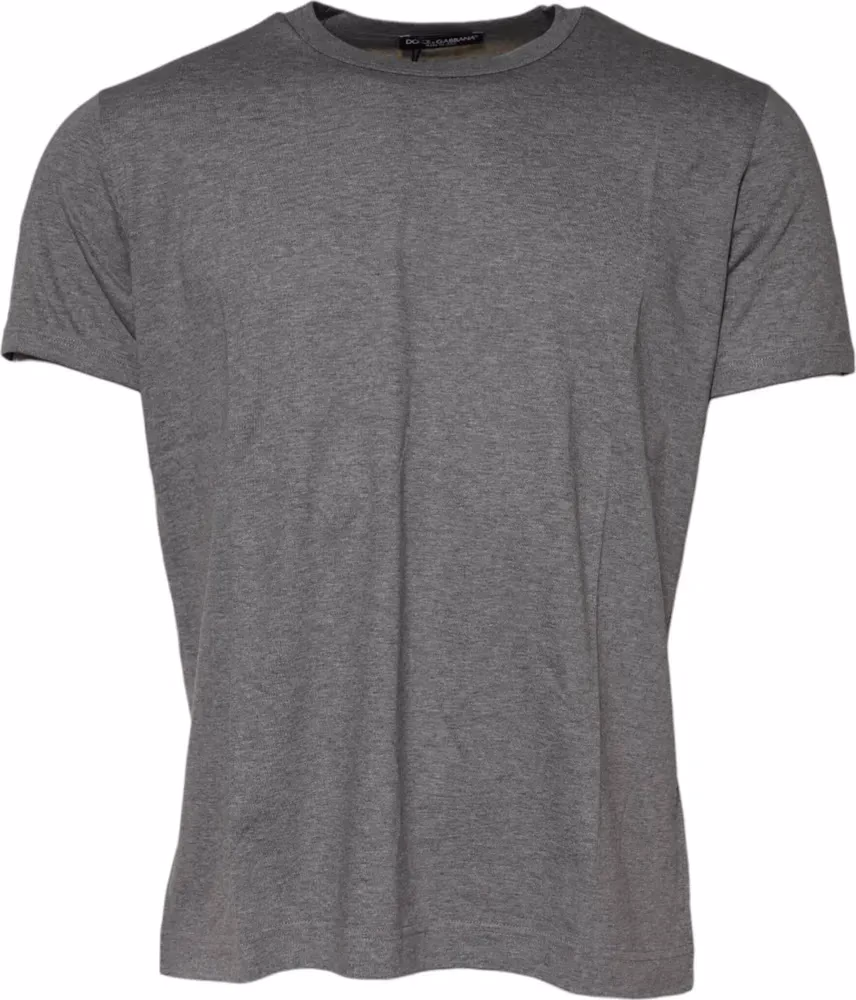 Dolce & Gabbana Gray Cotton Crew Neck Short Sleeves T-shirt