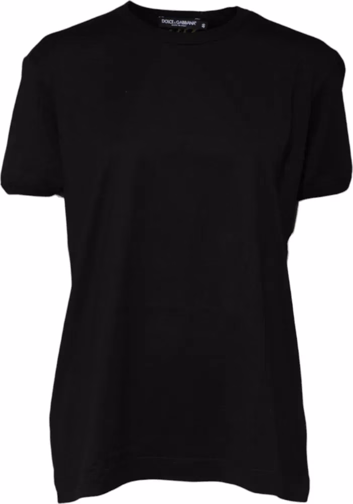 Dolce & Gabbana Black Cotton Goodluck Tee Crew Neck T-shirt