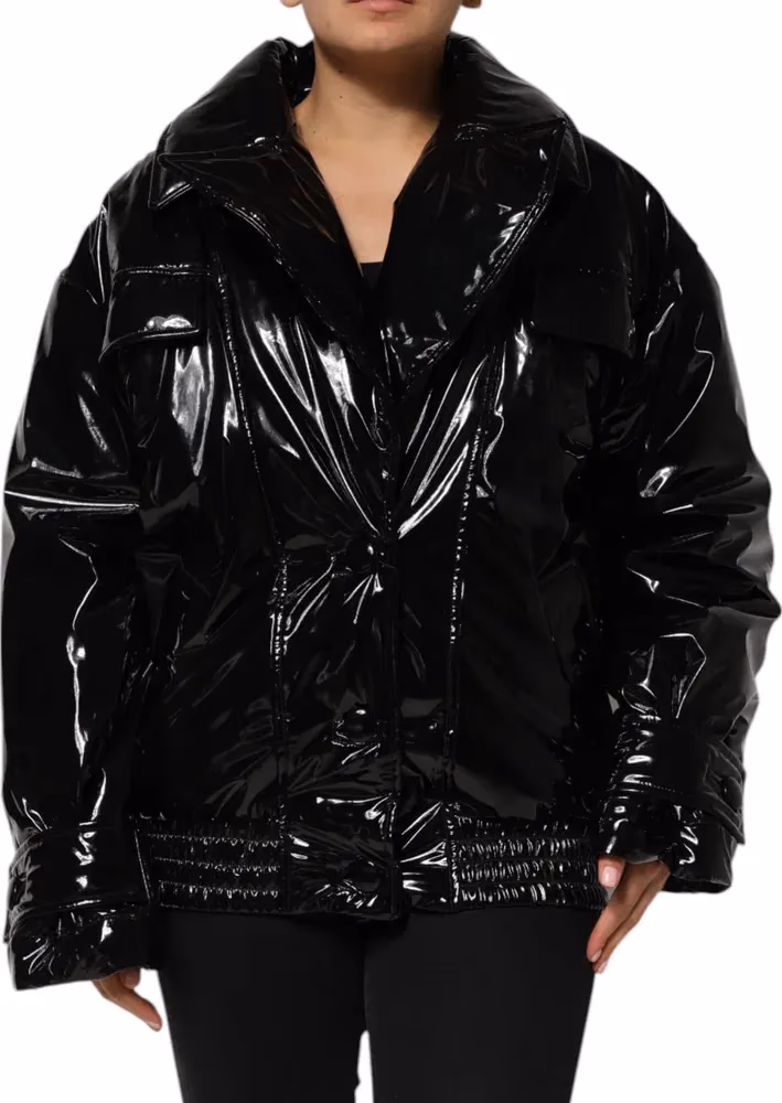 Dolce & Gabbana Black Polyester Quilted Puffer Coat Jacket