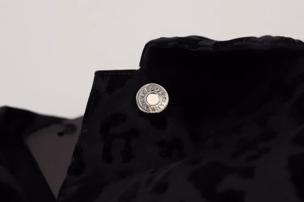 Dolce & Gabbana Cotton Black Leopard Long Sleeve Denim Jacket