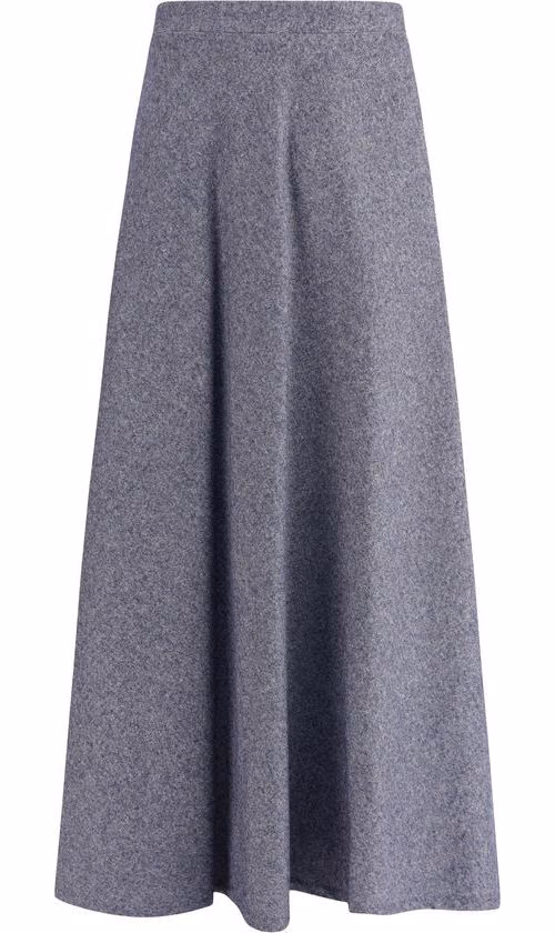 Sara Roka Blue Cotton Midi Skirt
