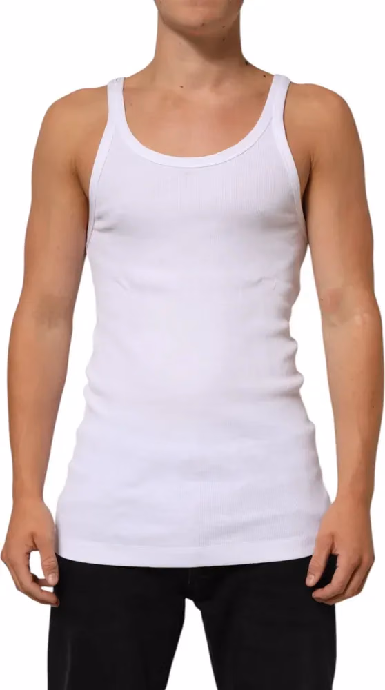 Dolce & Gabbana White Sleeveless Round Neck Tank Top T-shirt