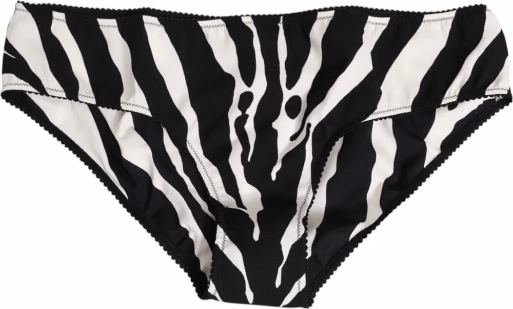 Dolce & Gabbana Black White Zebra Print Slip Briefs Underwear