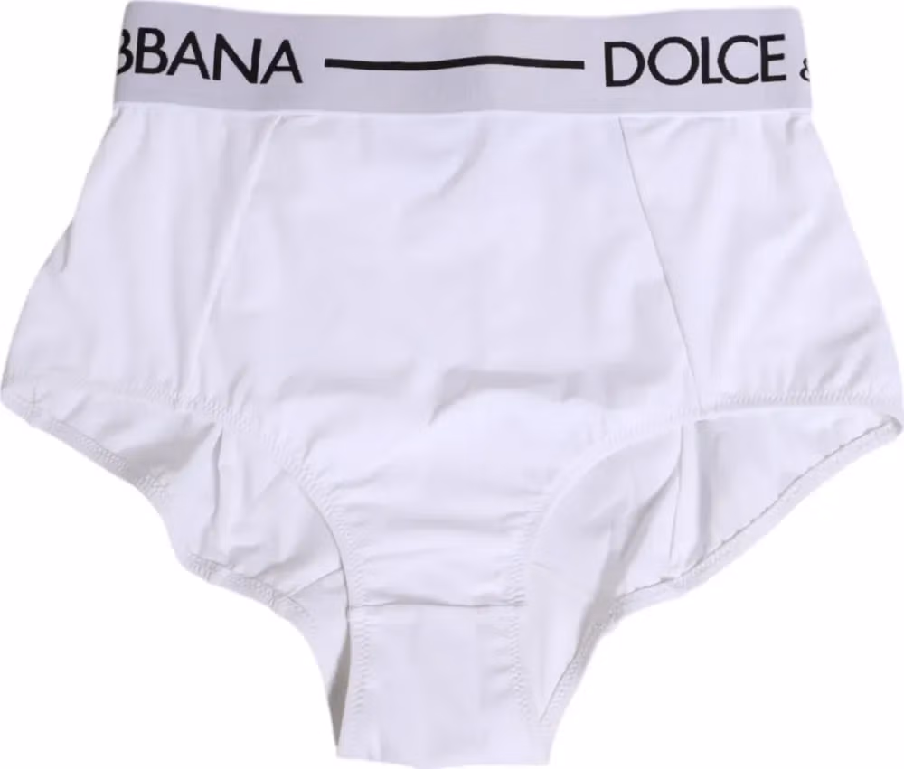 Dolce & Gabbana White Nylon Logo Waistband Coulotte Underwear