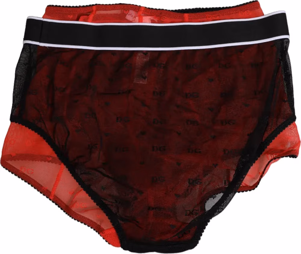 Dolce & Gabbana Black Red Nylon High Waist Girdle Underwear