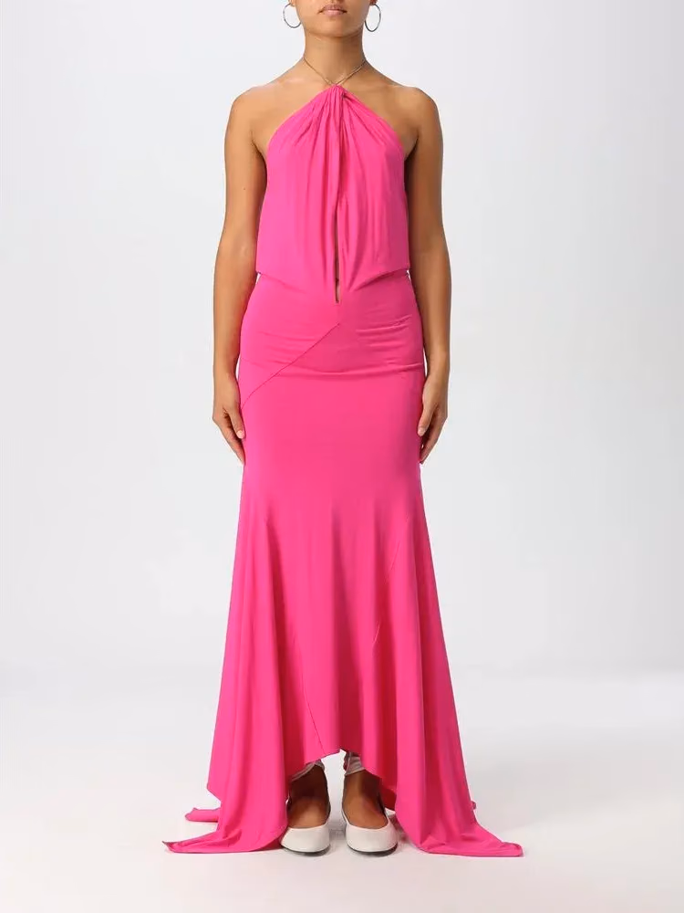 The Attico Fuchsia Jersey Cocktail Dress