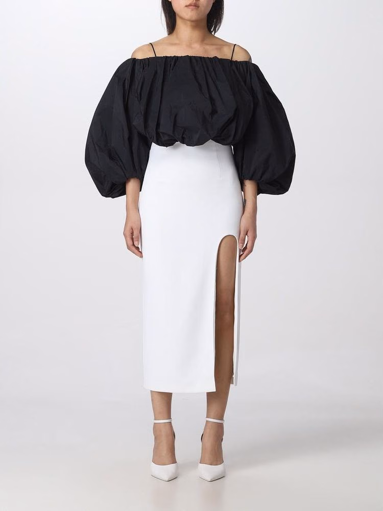PINKO White Polyester Midi Skirt