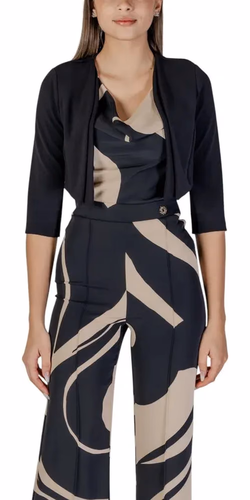 Rinascimento Black Polyester Sleeveless Jacket