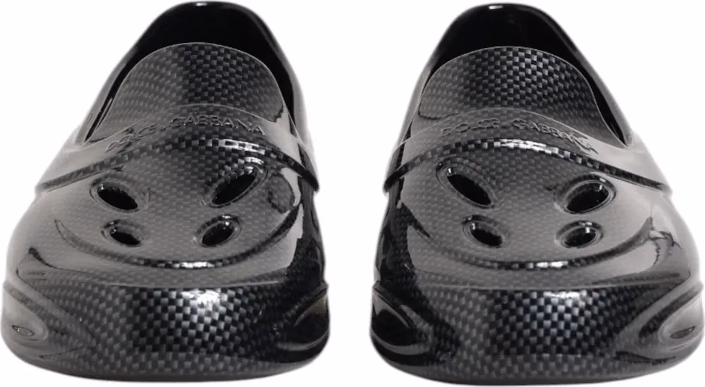 Dolce & Gabbana Black Rubber Slides Low Top Sneakers Shoes