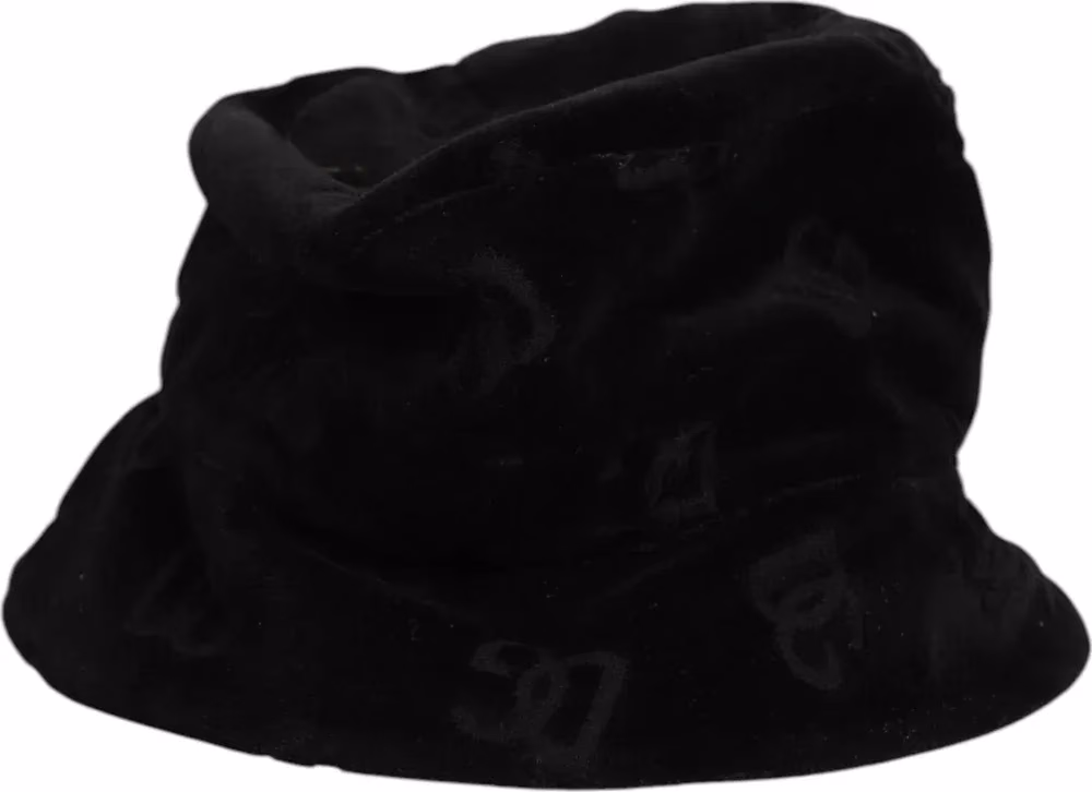 Dolce & Gabbana Black Cotton Suede Bucket Logo Capello Hat