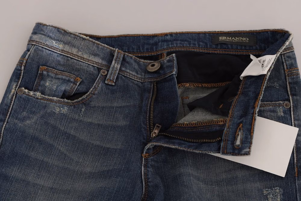 Ermanno Scervino Blue Washed Boot Cut Casual Denim Pants Jeans